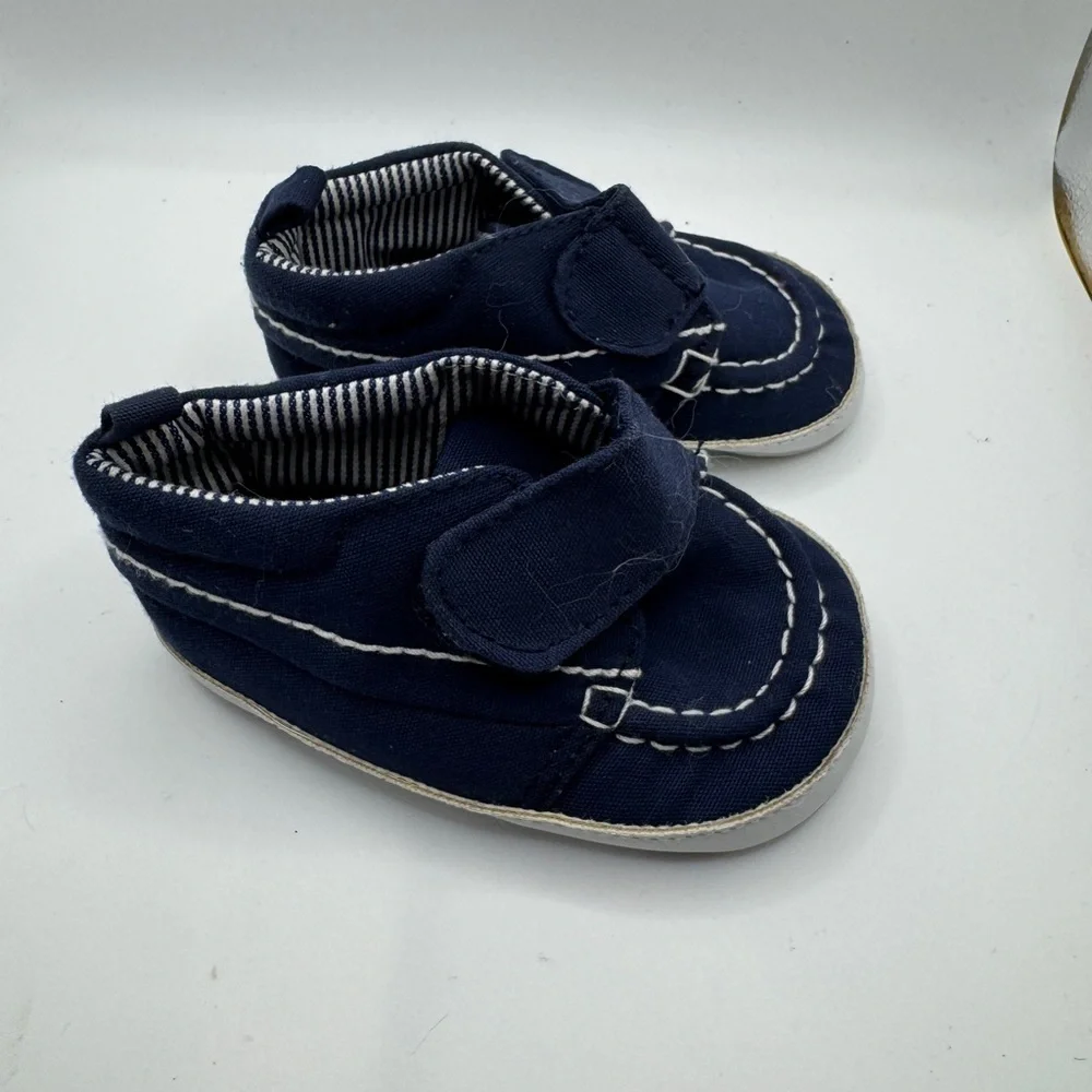 Carter's Infant Boys Size 3 Navy Blue Moccasins Soft Shoes for Kids